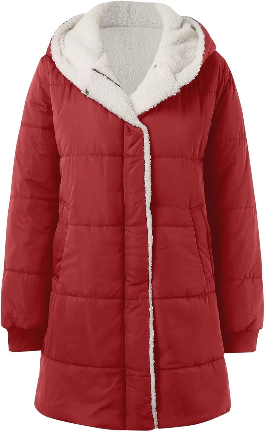 2024 Temperament Solid Thick Jacket for Womens Long Sleeve Hooded Coat Warm Soft Lightweight Outwear Winter Clothes