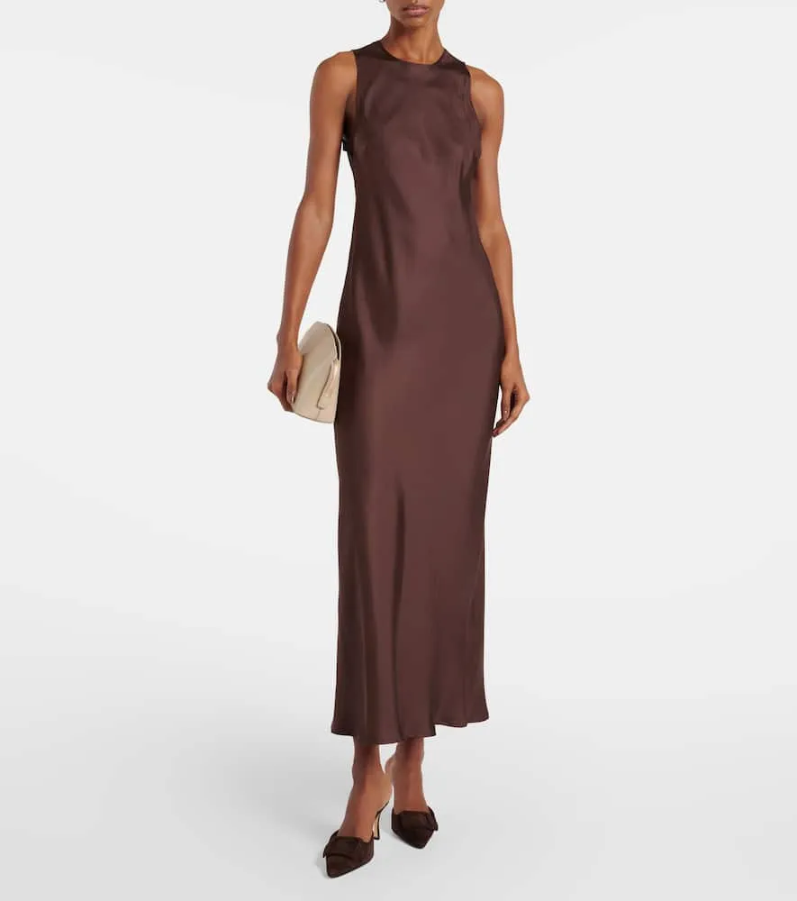 Asceno Valencia silk twill maxi dress