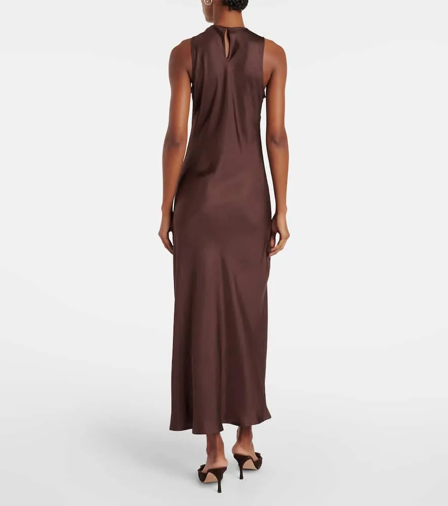 Asceno Valencia silk twill maxi dress