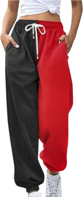 Closed Bottom Sweatpants Women Colored Pants Fall Trends Lounge Joggers High Waisted Cinch Straight Leg Cotton Trousers