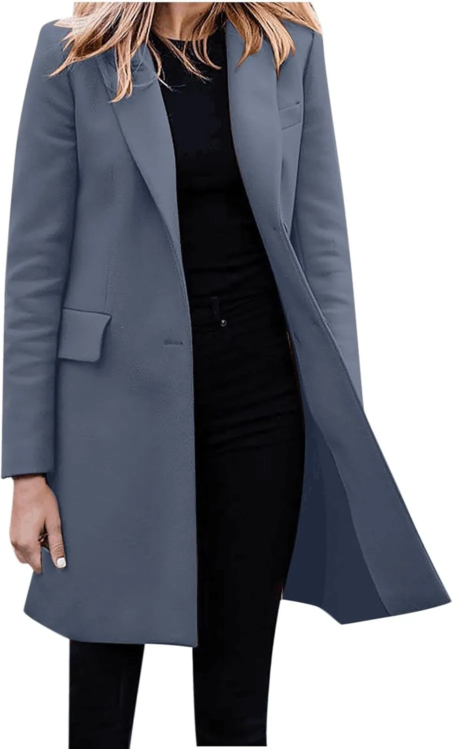 cooki Womens Coats Winter Wool Blend Trench Coats Lapel Pea Coat Plus Size Long Jackets With Pocket Double Breasted Peacoats