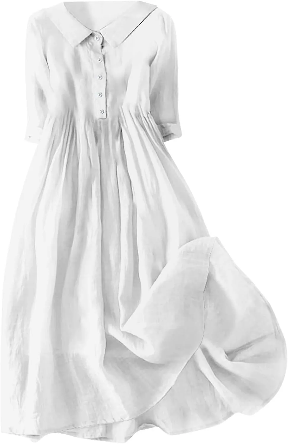 Cotton Linen Dresses for Women 2025 Casual Summer Sleeveless Button Down Dresses Loose Fit Turn Down Neck Sundress