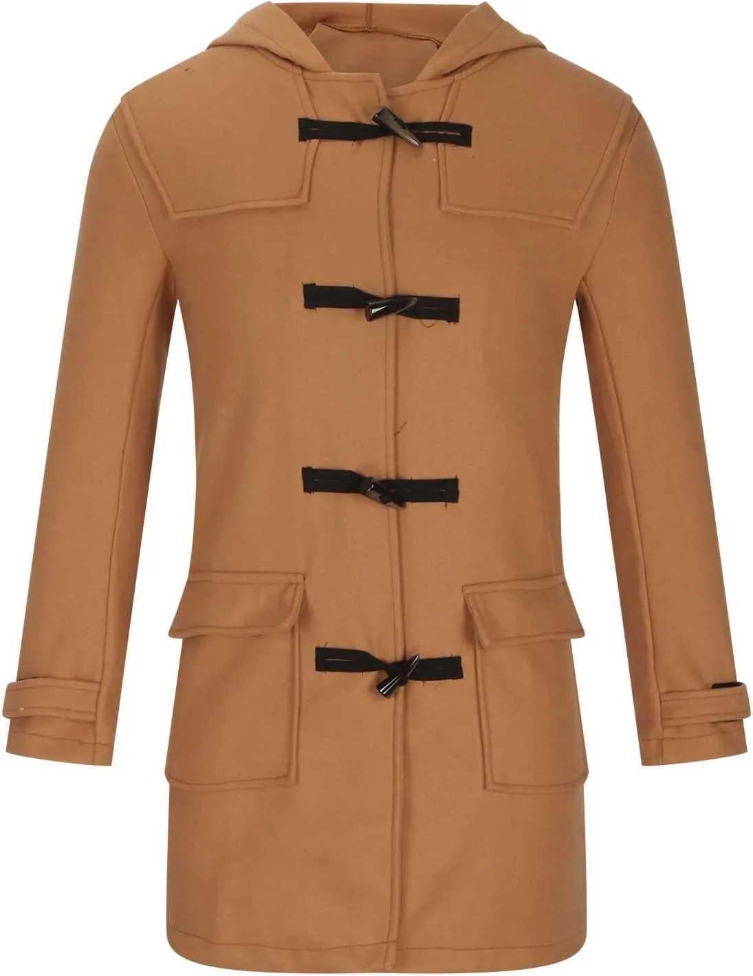 Dgoopd Men's Wool Blend Trench Coat Double Breasted Peacoat Notch Lapel Jacket Big and Tall Winter Coats Plus Size Overcoat