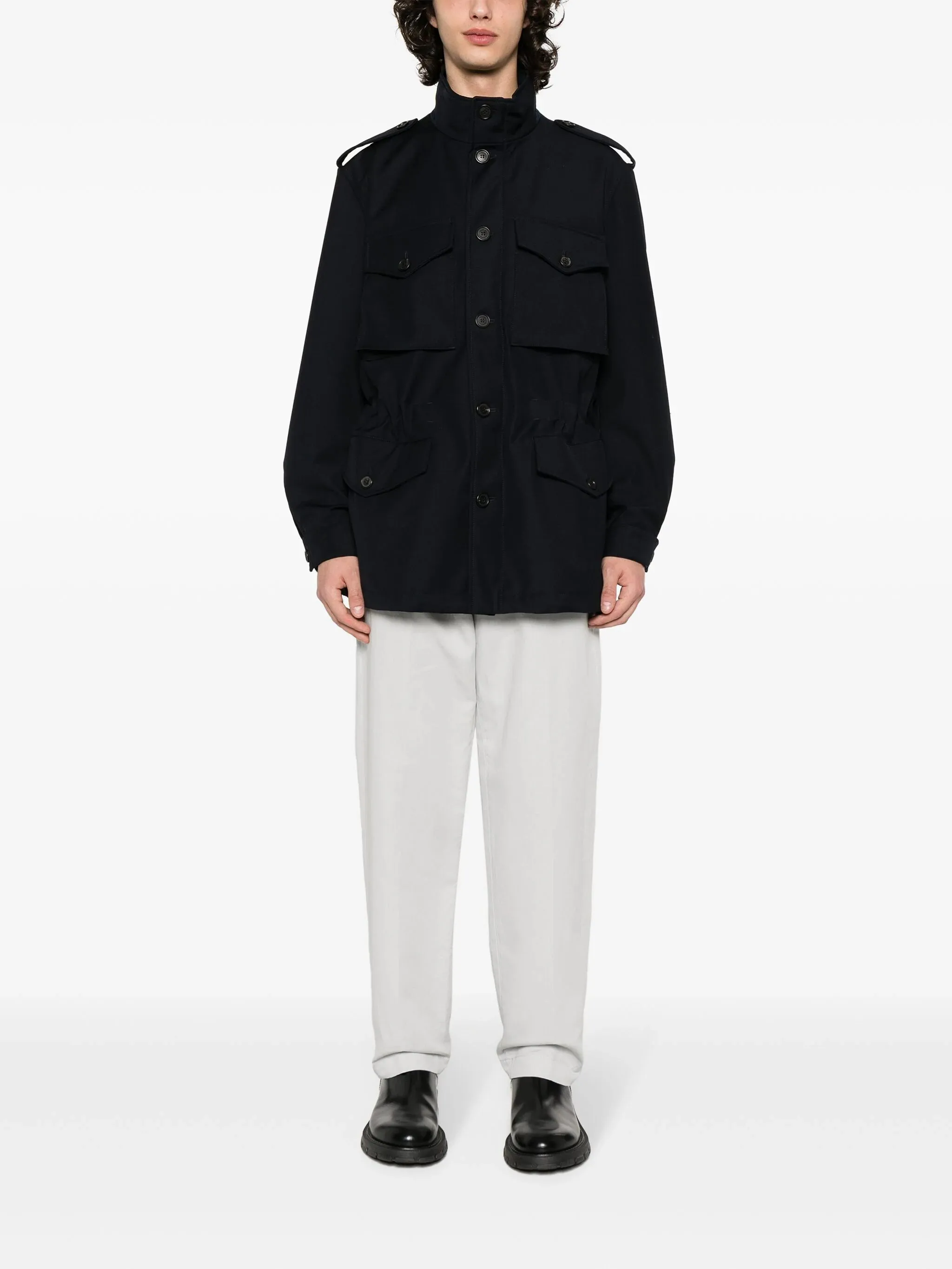 DUNHILL Midnight Blue Wool Military Field Jacket NEW US L