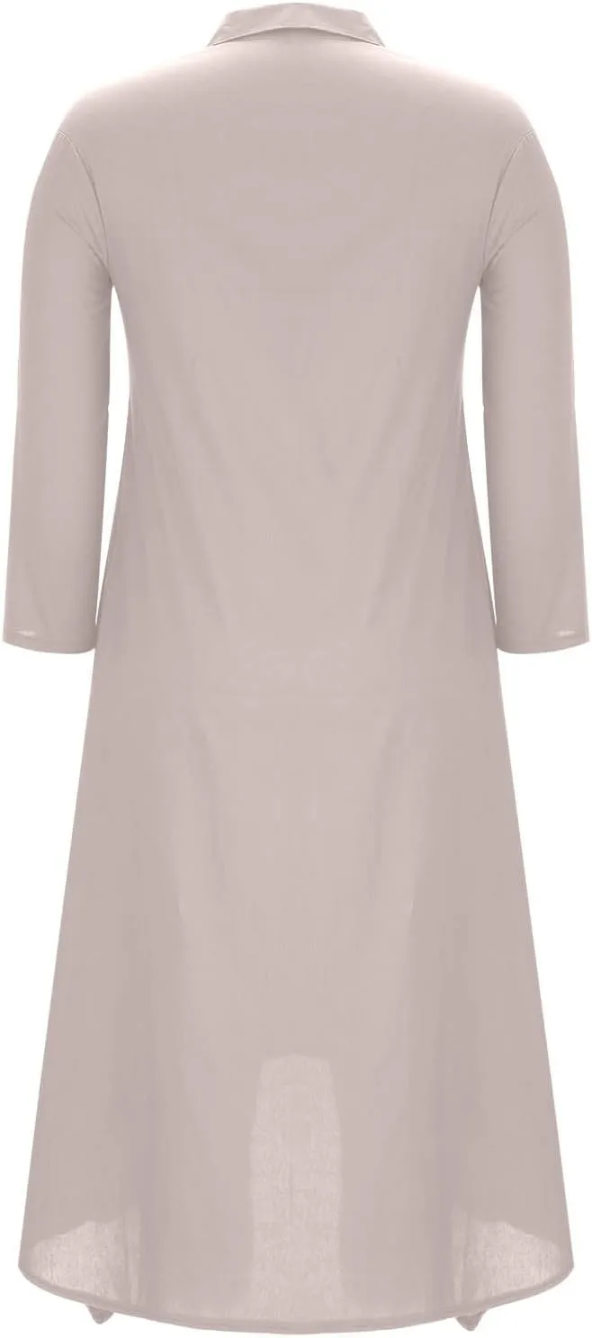 Finelylove Womens Summer Maxi Dresses 2025 Long Sleeve Button Down Shirt Dress Plus Size Cotton Linen Beach Vacation Dress