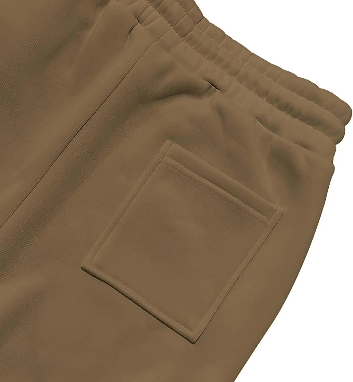 Fleece Lined Cargo Sweatpants for Men Baggy Drawstring Waist Joggers with Pockets Gym Workout Heavyweight Trousers