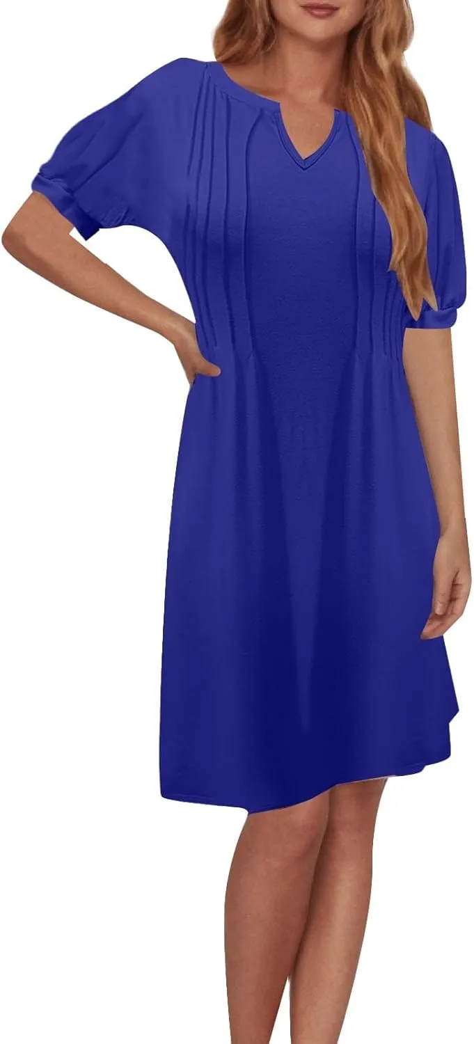 Hawaiian Dresses for Women Comfy Trendy Puff Short Sleeve Mid Length Going Out Dresses Wedding Classy Cowgirl Outfits