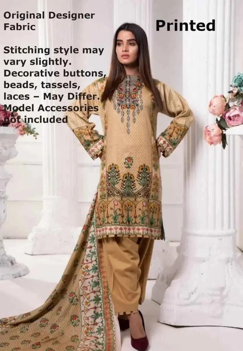 IshDeena Pakistani Dresses for Women Ready to Wear Salwar Kameez Ladies Suit - 3 Piece (Extra Small, Almond-Printed Vol2)