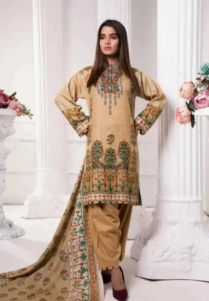 IshDeena Pakistani Dresses for Women Ready to Wear Salwar Kameez Ladies Suit - 3 Piece (Extra Small, Almond-Printed Vol2)