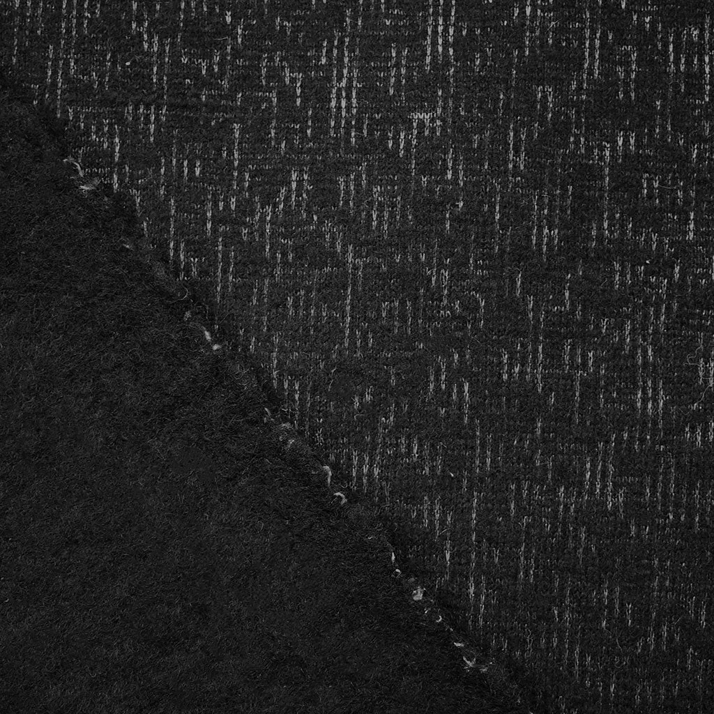 Italian Shadow Texture Wool Blend Coating Black