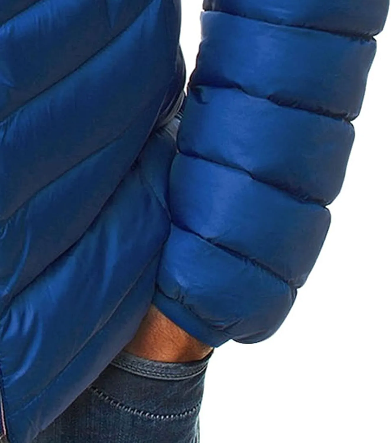 JEsilunmaMY Men's Stand Collar Puffer Down Jacket Lightweight Full Zip Packable Winter Jacket Solid Color Windproof Warm Coat