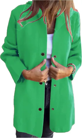 Kubbon Women's Wool Blend Trench Coat Casual Single Breasted Hooded Jacket Lightweight Lapel Long Sleeve Overcoat with Pocket