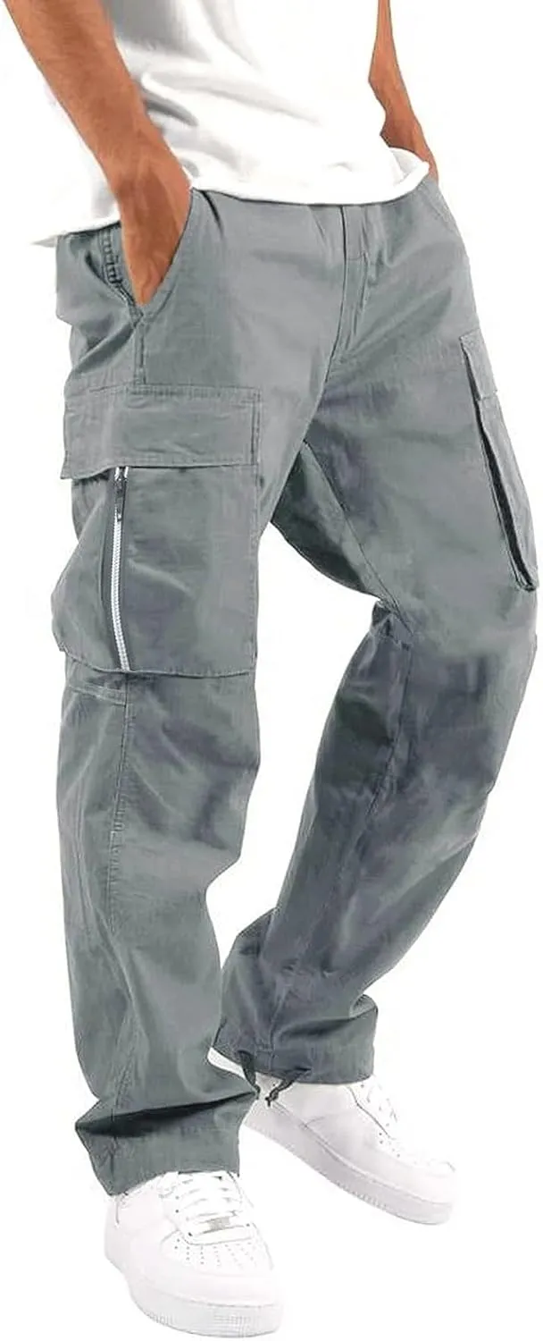 LCMTWX Cargo Pants for Men Casual Jogging Sports Elastic with Pockets Men's Men's Pants Drawstring Joggers