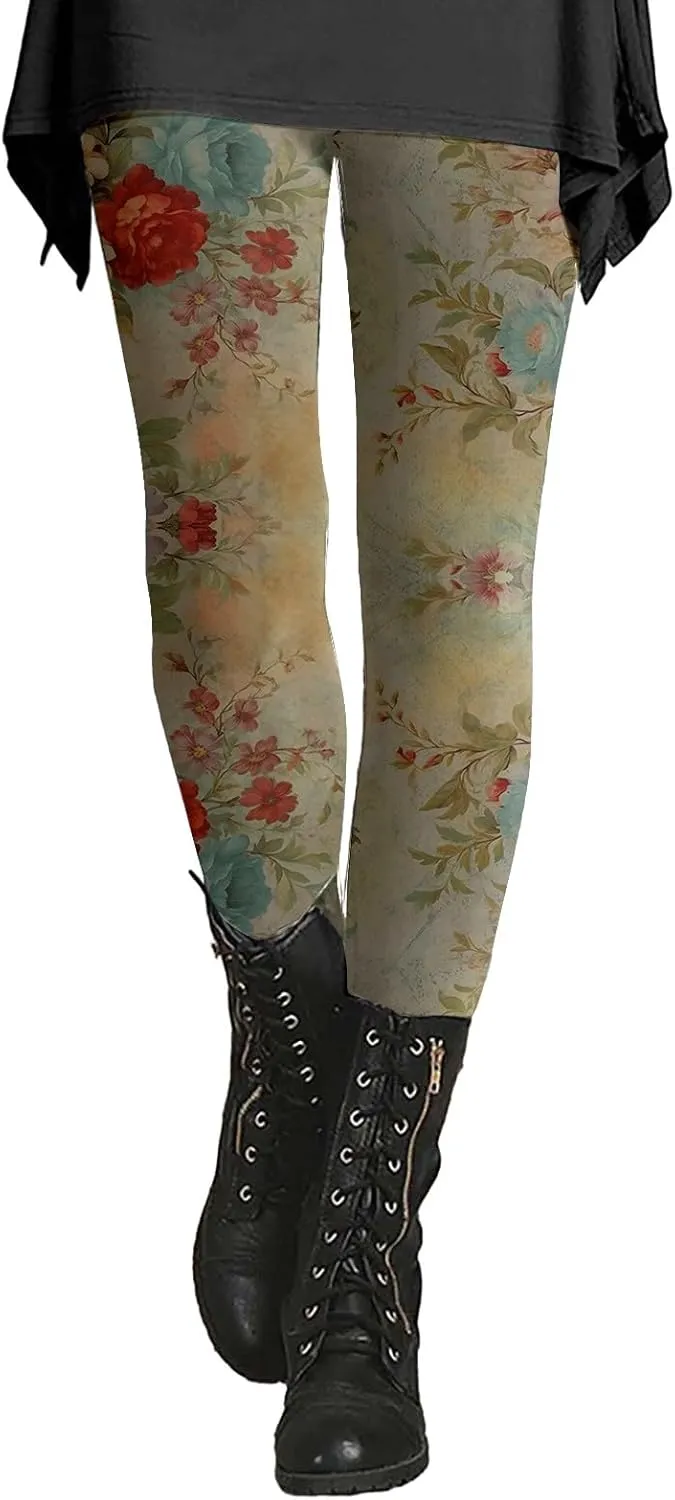 LCMTWX Plus Size Leggings Casual Print Leggings Boot Pants High Waisted Tummy Control Tummy Control Pants Sports Leggings