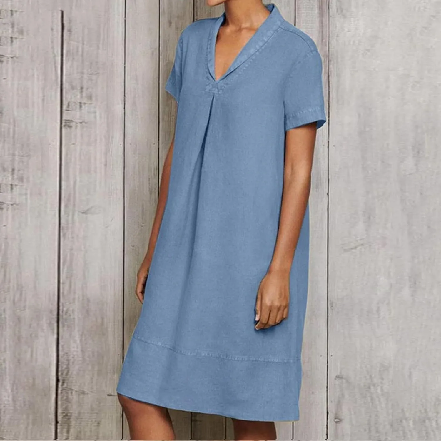 Linen Dresses for Women 2025 Casual Short Sleeve Tshirt Round Neck Dress Oversized Loose Elegant Slim Fit Mini Dress