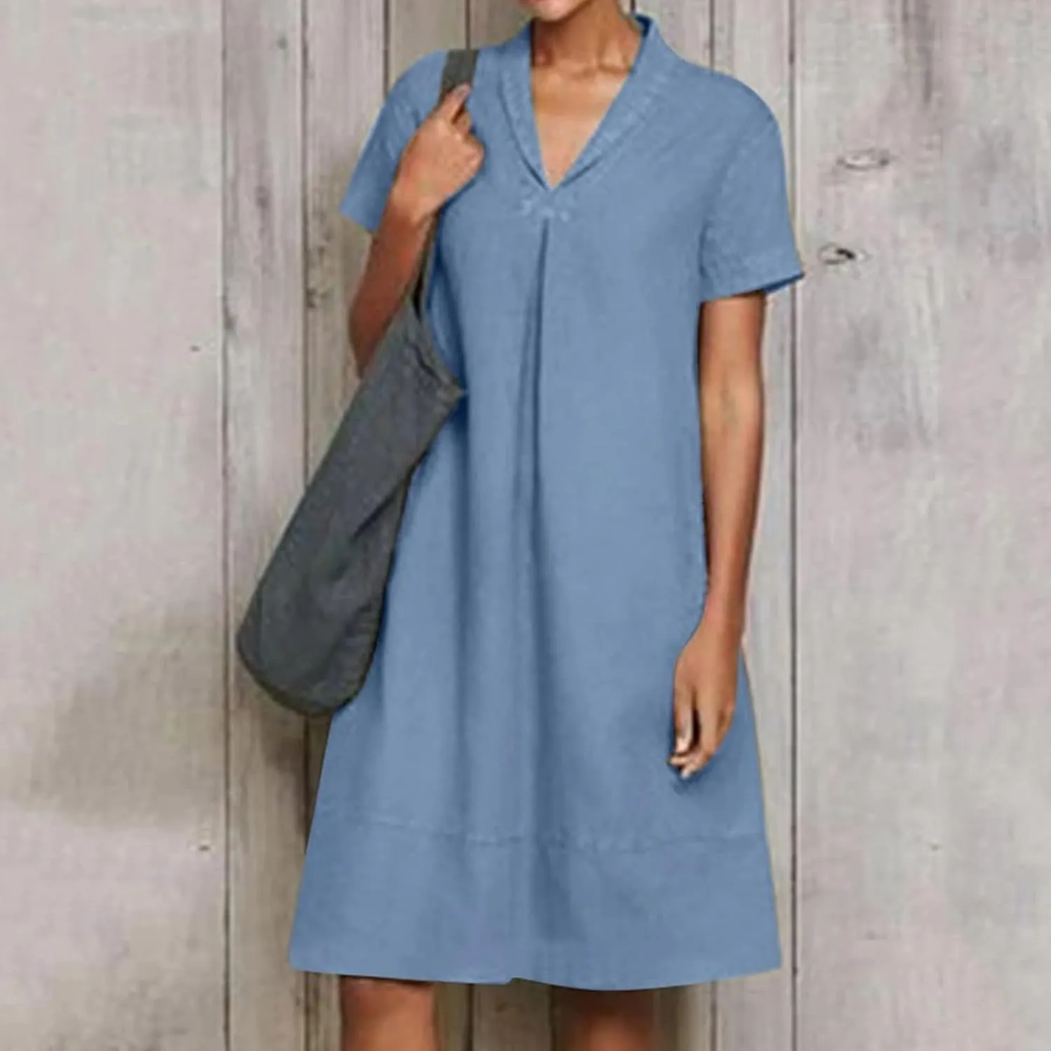 Linen Dresses for Women 2025 Casual Short Sleeve Tshirt Round Neck Dress Oversized Loose Elegant Slim Fit Mini Dress