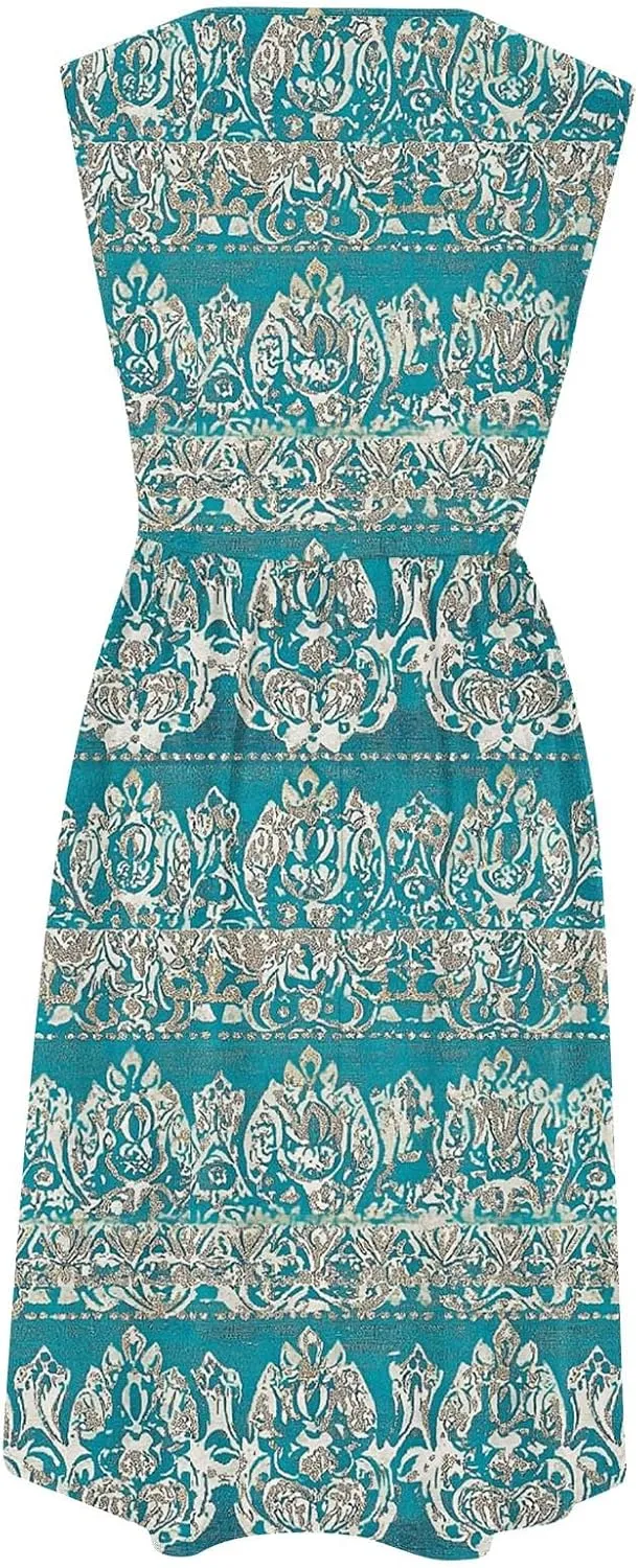 Maxi Dress for Women Sleeveless Vintage Floral Dress Spring Summer Dresses Beach Vacation Sundress Cruise Outfits