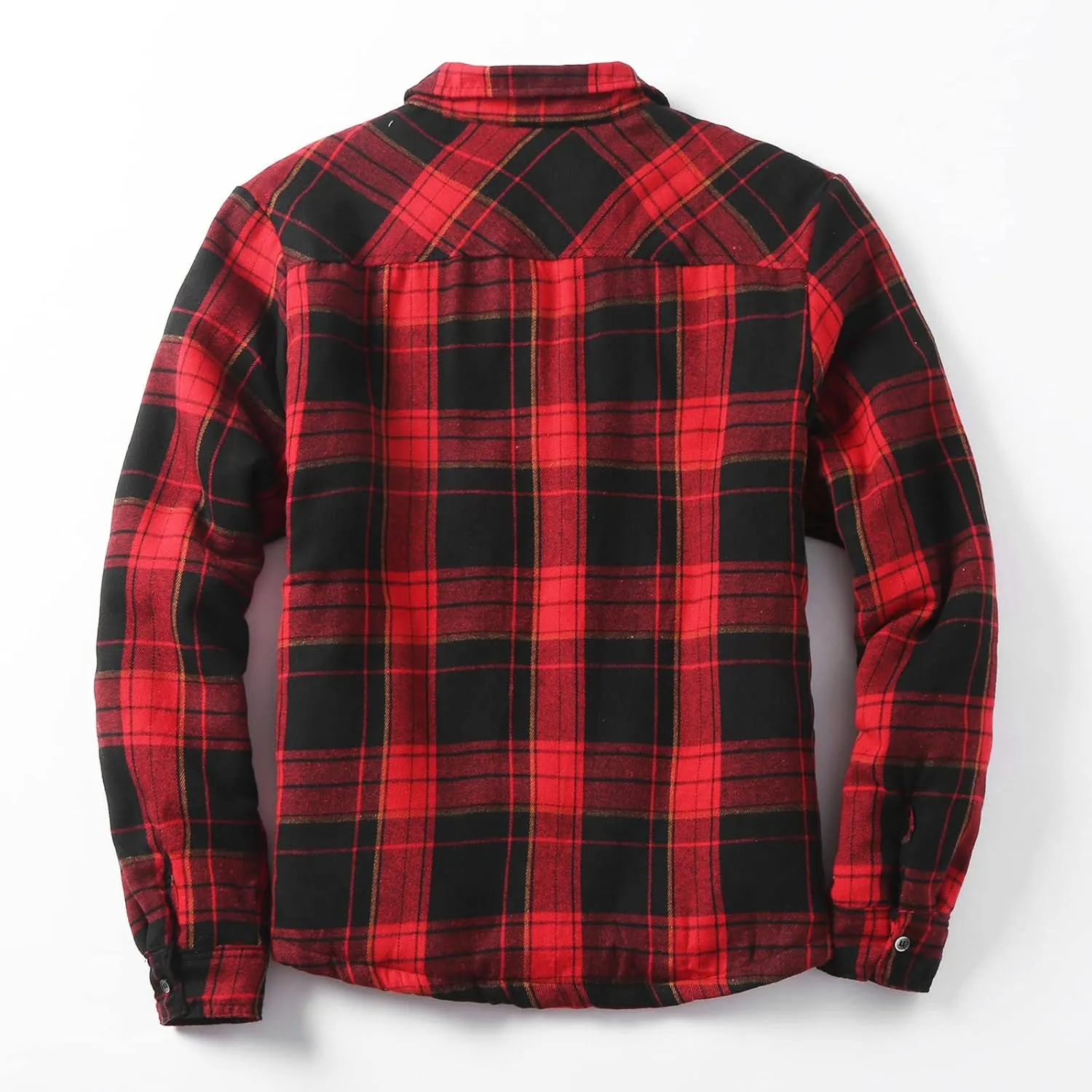 Mens Fleece Lined Plaid Jacket Long Sleeve Flannel Shirts Button Down Collared Shirt with Front Pocket Checked Jacke