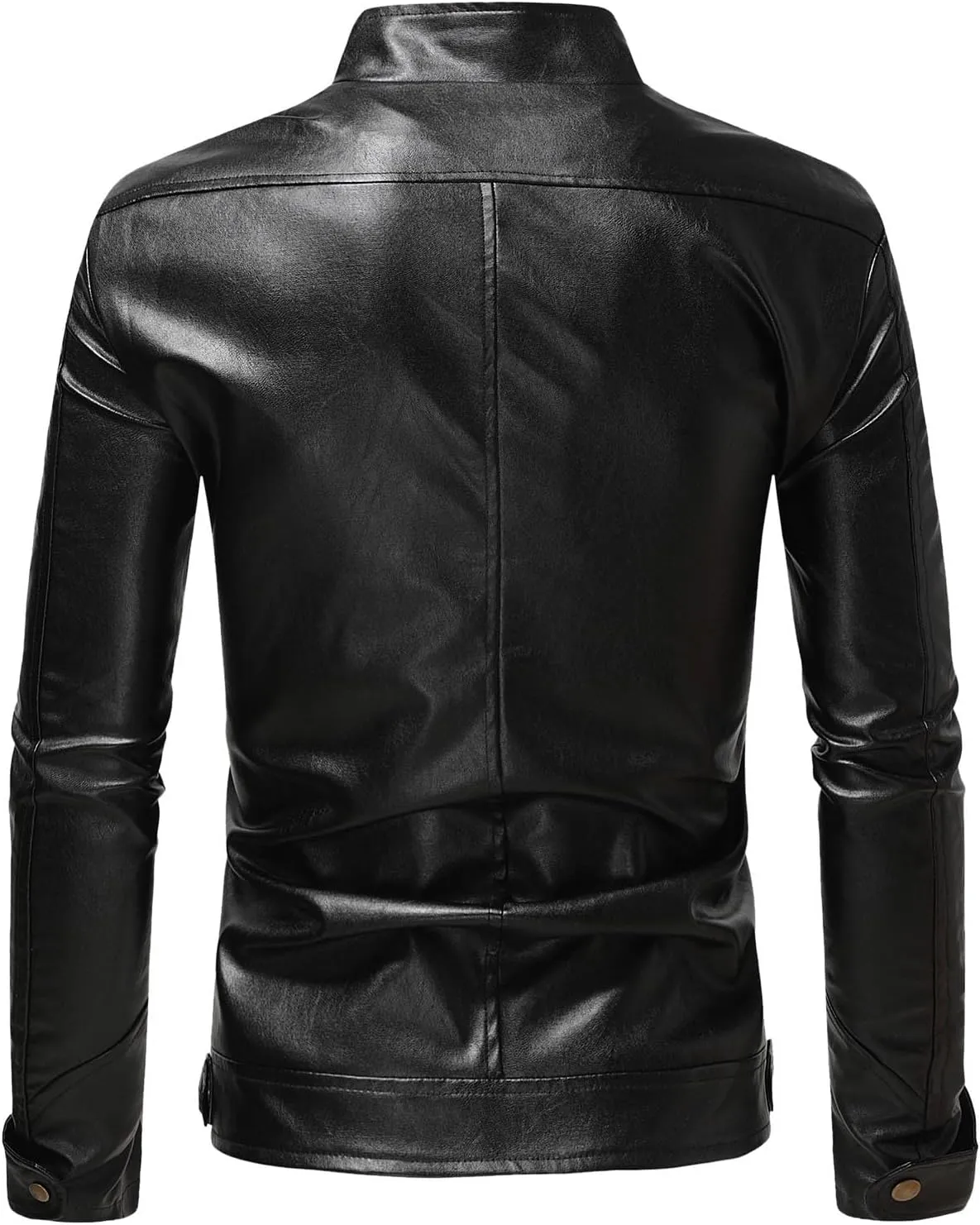 Men's Vintage Stand Collar Motorcycle Biker Jacket Casual Zip Up Moto Crop Slim Fit Winter PU Leather Jackets Coat