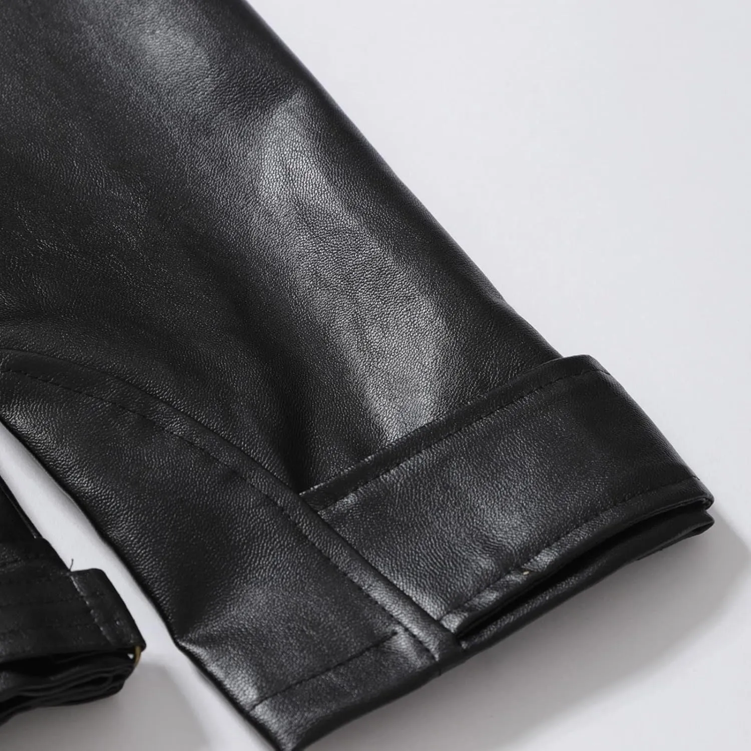 Men's Vintage Stand Collar Motorcycle Biker Jacket Casual Zip Up Moto Crop Slim Fit Winter PU Leather Jackets Coat