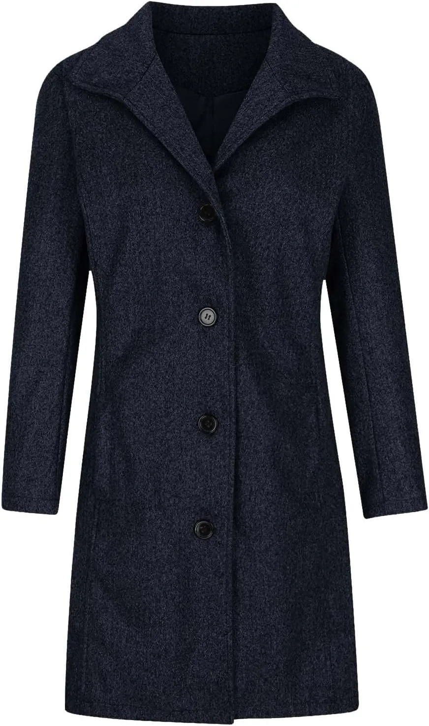 Pea Coats for Women Winter Wool Blend Trench Coat Single Breasted Mid-Thigh A-Line Pea Coat Overcoat with Pockets