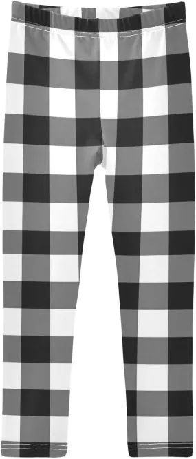 Plaid Leggings for Girls Stretch Pants Soft Girls Leggings Ankle Length Leggings for Kids Toddler 4-10 Years