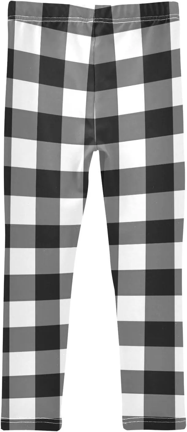 Plaid Leggings for Girls Stretch Pants Soft Girls Leggings Ankle Length Leggings for Kids Toddler 4-10 Years