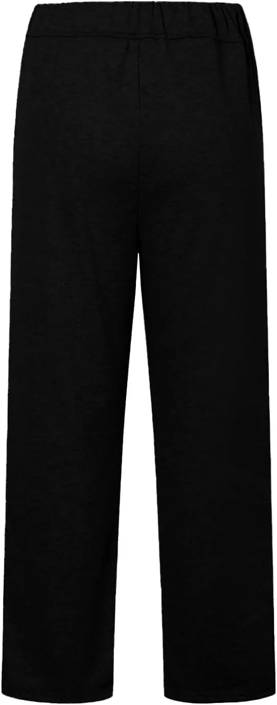 Straight Leg Sweatpants for Women Baggy Drawstring Athletic Joggers with Pockets Loose Elastic Waist Wide Leg Sweat Pants