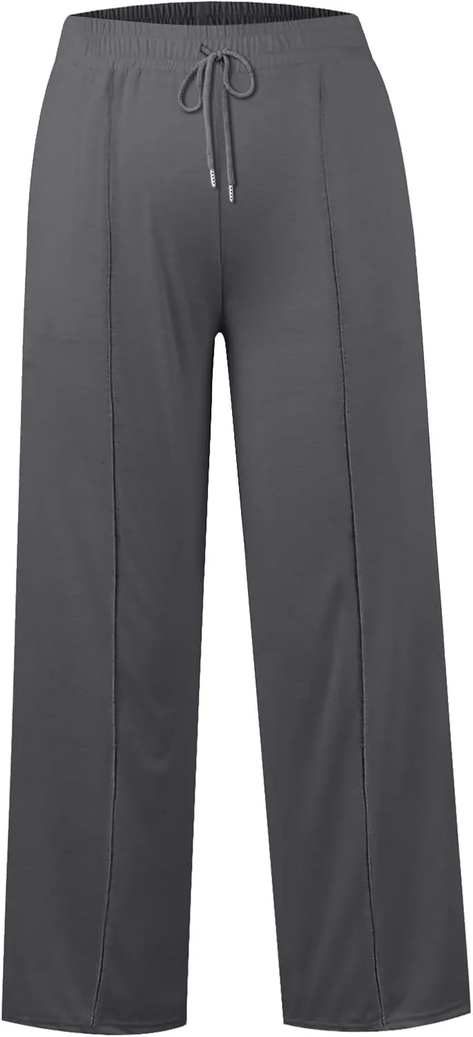 Straight Leg Sweatpants for Women Baggy Joggers Wide Leg High Waisted Lounge Jogger Pants Pull on Pants with Pockets
