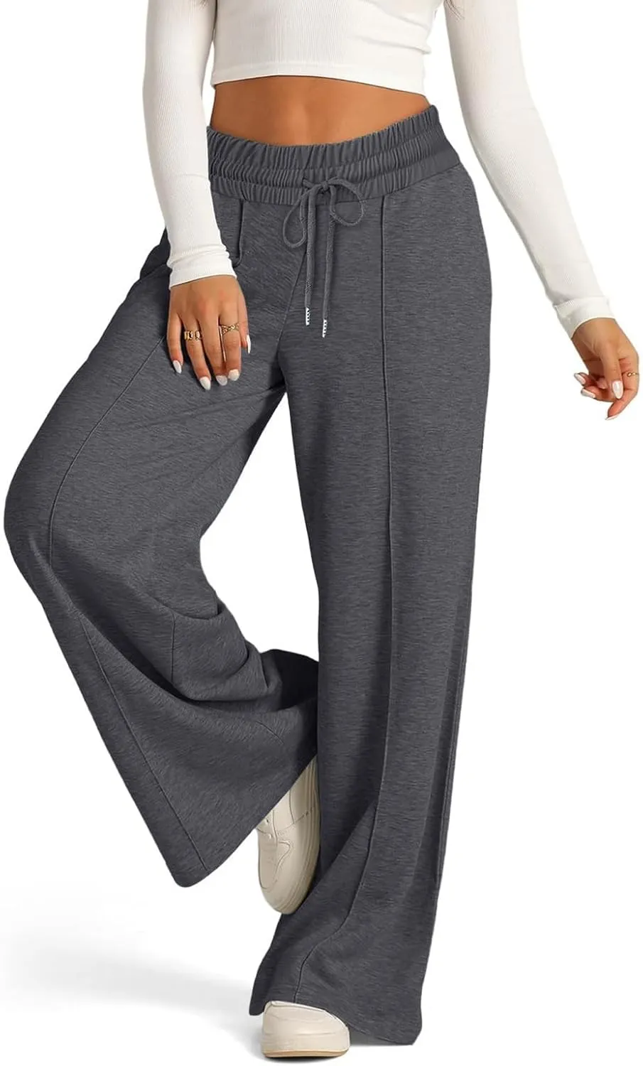 Straight Leg Sweatpants for Women Baggy Joggers Wide Leg High Waisted Lounge Jogger Pants Pull on Pants with Pockets