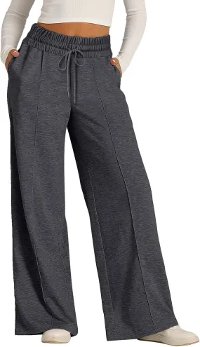 Straight Leg Sweatpants for Women Baggy Joggers Wide Leg High Waisted Lounge Jogger Pants Pull on Pants with Pockets
