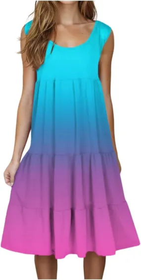 Summer Dresses for Women 2025 Sleeveless Tank Dress Beach Vacation Sundress Gradient Dress Flowy Mini Sundresses