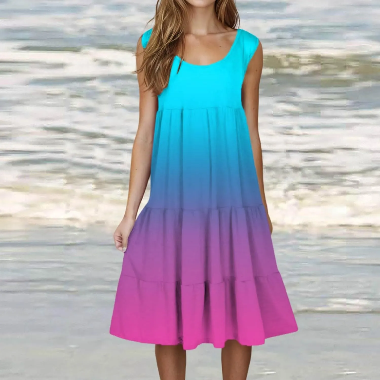 Summer Dresses for Women 2025 Sleeveless Tank Dress Beach Vacation Sundress Gradient Dress Flowy Mini Sundresses