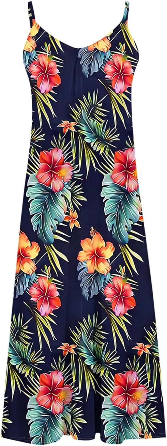 Summer Dresses for Women Beach Vacation Maxi Dress Spaghetti Strap Floral Printed Sundress Boho Casual Clothes 2025