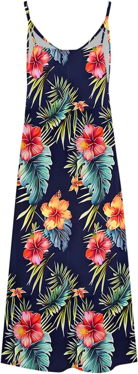Summer Dresses for Women Beach Vacation Maxi Dress Spaghetti Strap Floral Printed Sundress Boho Casual Clothes 2025