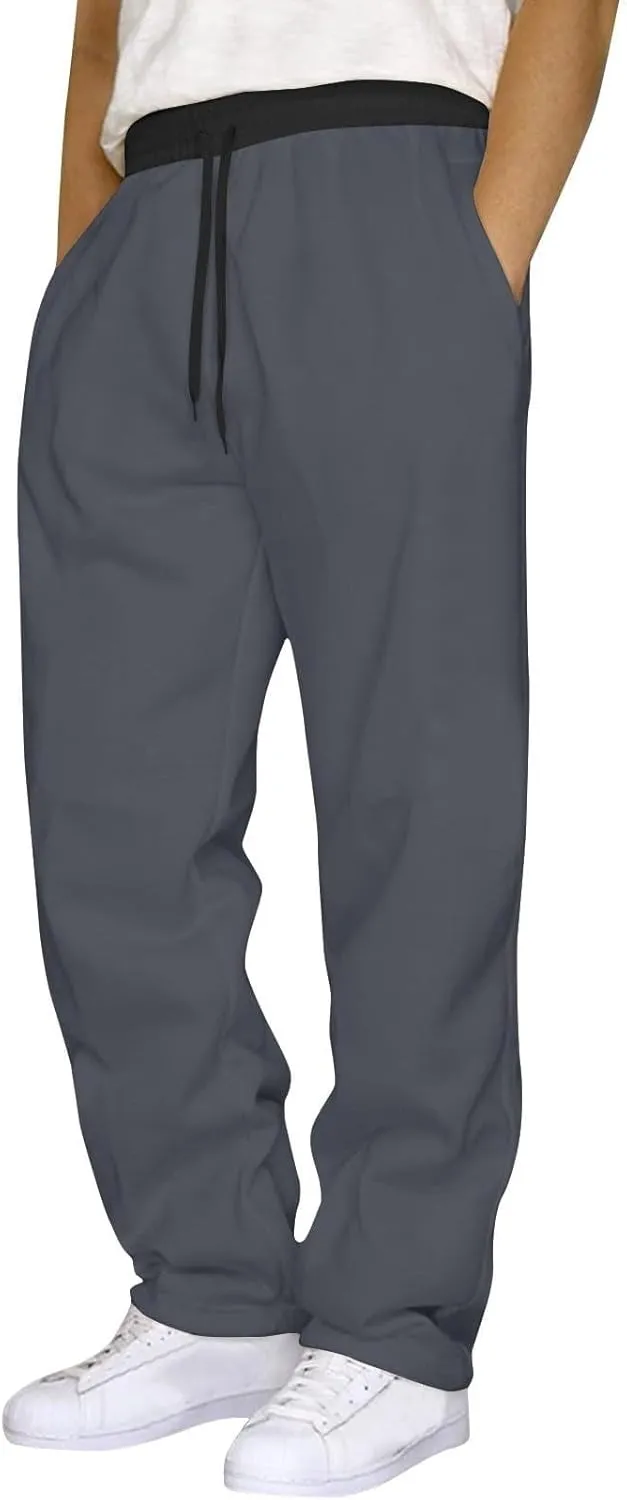 Sweat Pants for Men Fleece Lined Drawstring Waist Sweatpants Baggy Casual Workout Lounge Pants with Pockets