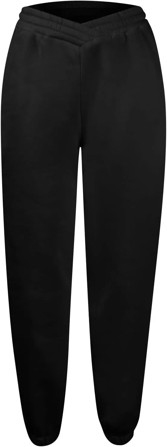 Sweatpants Women Baggy Crossover Waist Cotton Sweatpants Casual Joggers with Pockets Fleece Lined Cotton Joggers