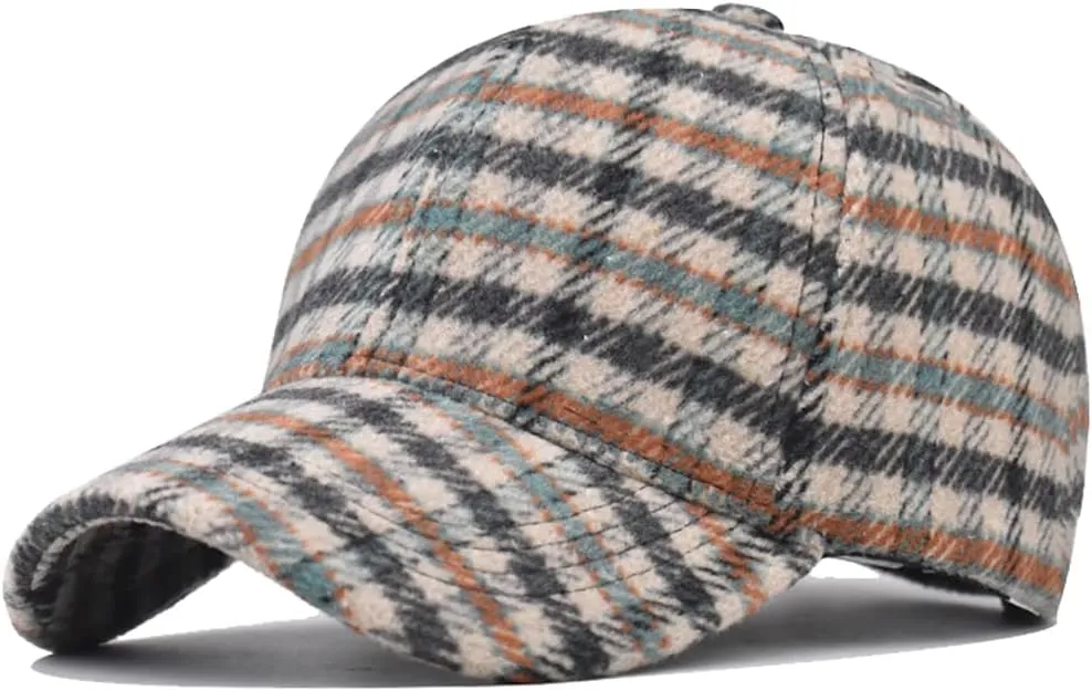 Unisex Fall Winter Plaid Print Baseball Caps Adjustable Checked Print Dad Hat Trucker Hats for Men Women Outdoor