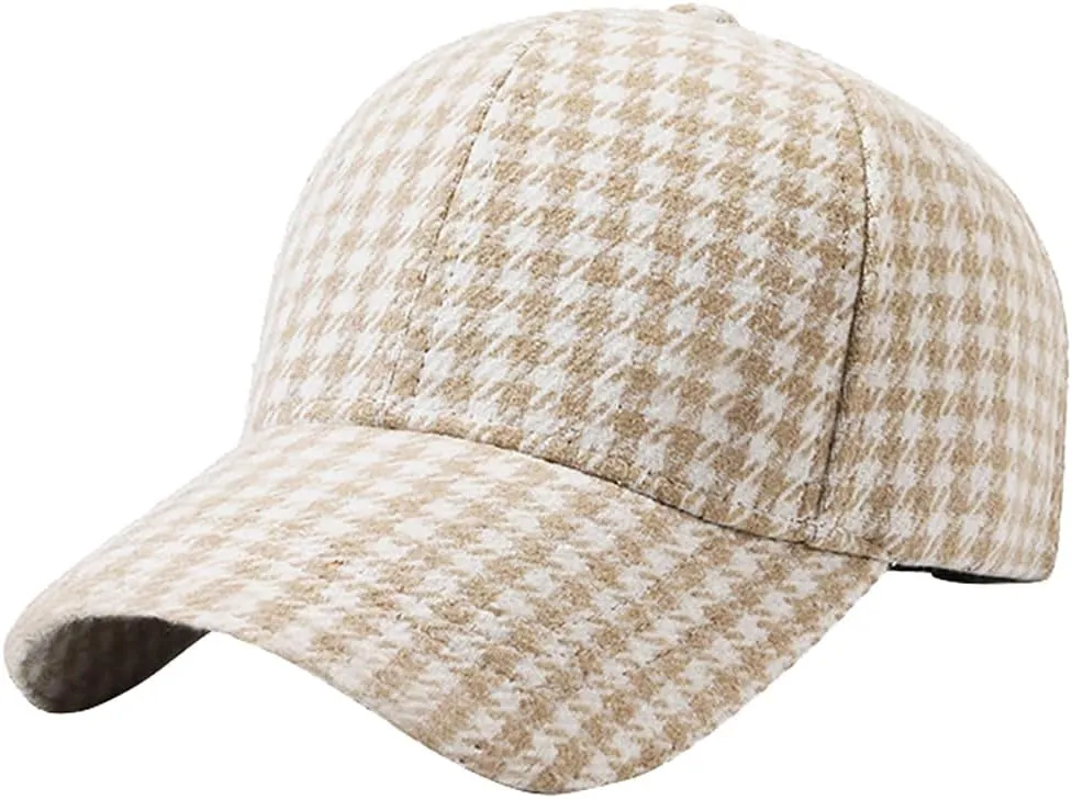 Unisex Fall Winter Plaid Print Baseball Caps Adjustable Checked Print Dad Hat Trucker Hats for Men Women Outdoor
