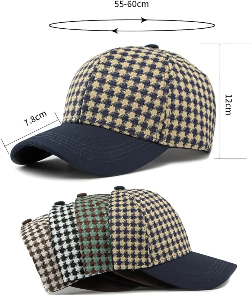 Unisex Fall Winter Plaid Print Baseball Caps Adjustable Checked Print Dad Hat Trucker Hats for Men Women Outdoor