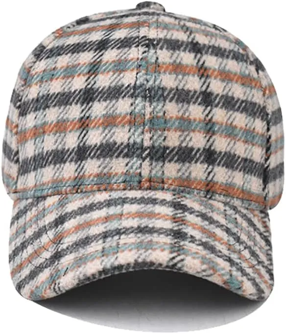 Unisex Fall Winter Plaid Print Baseball Caps Adjustable Checked Print Dad Hat Trucker Hats for Men Women Outdoor