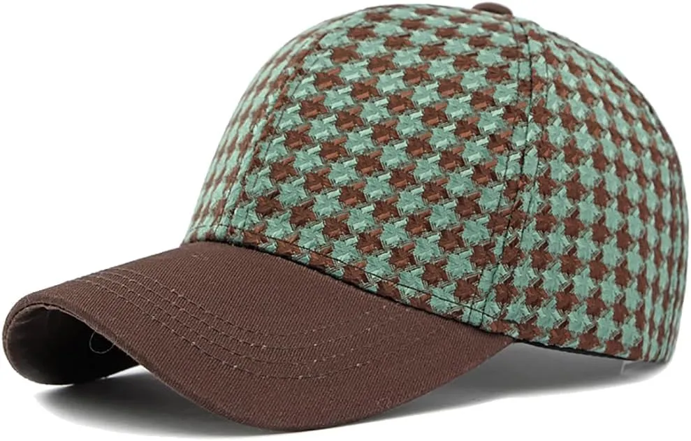 Unisex Fall Winter Plaid Print Baseball Caps Adjustable Checked Print Dad Hat Trucker Hats for Men Women Outdoor