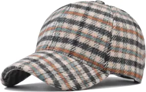 Unisex Fall Winter Plaid Print Baseball Caps Adjustable Checked Print Dad Hat Trucker Hats for Men Women Outdoor