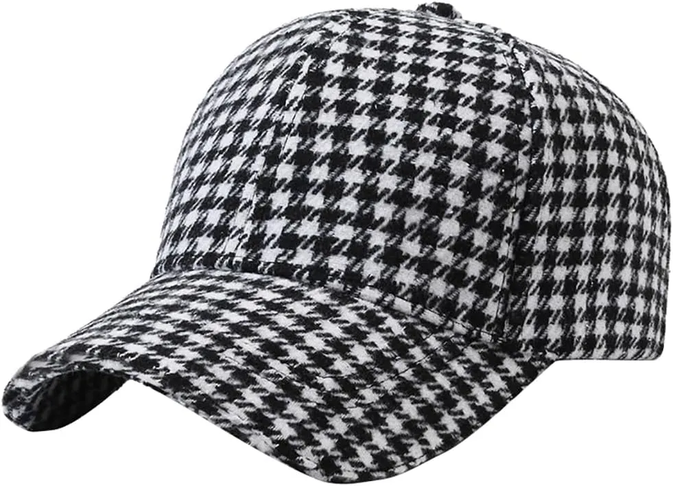 Unisex Fall Winter Plaid Print Baseball Caps Adjustable Checked Print Dad Hat Trucker Hats for Men Women Outdoor