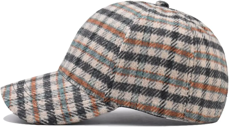 Unisex Fall Winter Plaid Print Baseball Caps Adjustable Checked Print Dad Hat Trucker Hats for Men Women Outdoor