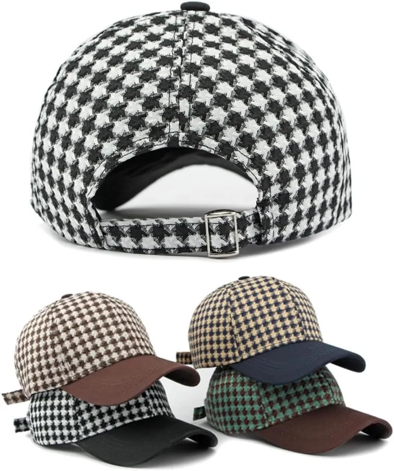 Unisex Fall Winter Plaid Print Baseball Caps Adjustable Checked Print Dad Hat Trucker Hats for Men Women Outdoor