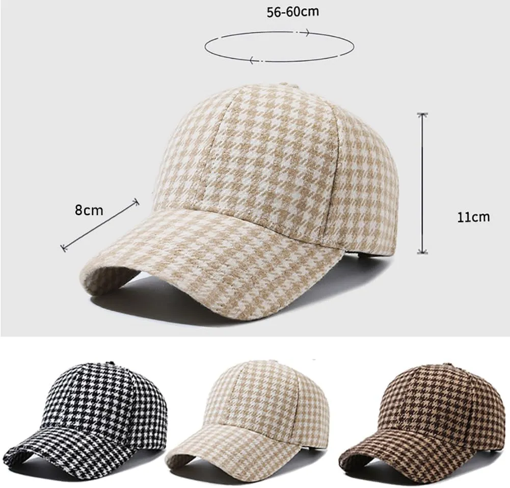 Unisex Fall Winter Plaid Print Baseball Caps Adjustable Checked Print Dad Hat Trucker Hats for Men Women Outdoor