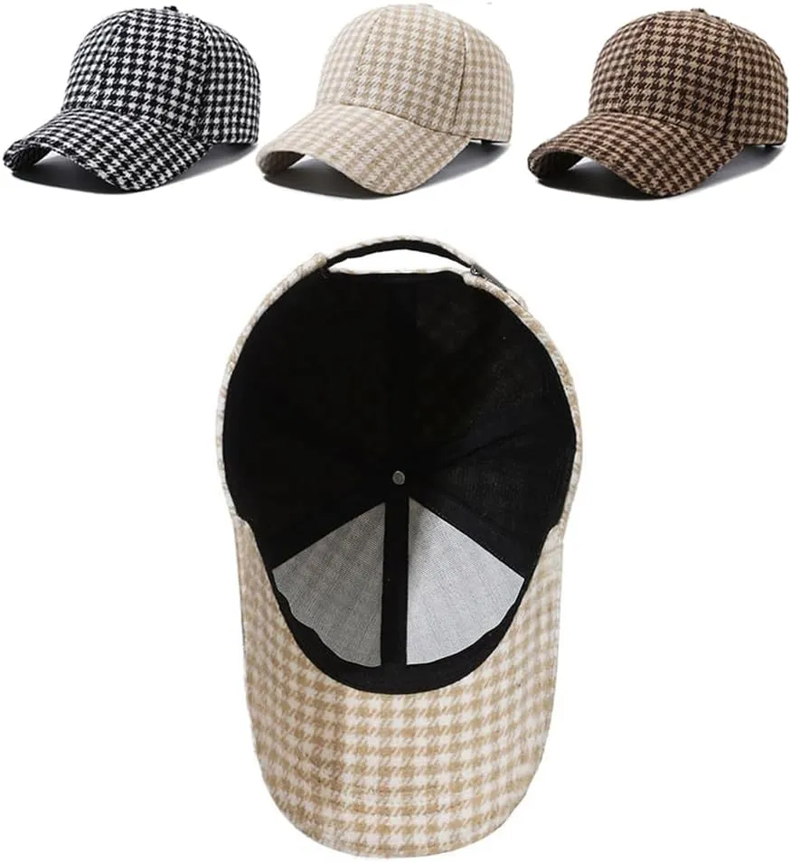 Unisex Fall Winter Plaid Print Baseball Caps Adjustable Checked Print Dad Hat Trucker Hats for Men Women Outdoor
