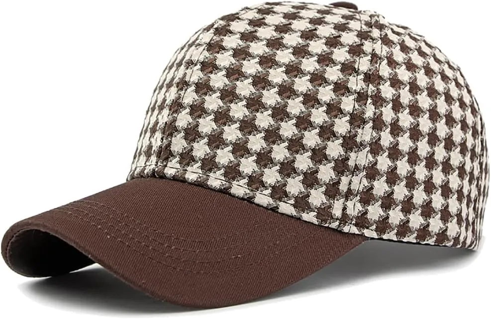 Unisex Fall Winter Plaid Print Baseball Caps Adjustable Checked Print Dad Hat Trucker Hats for Men Women Outdoor