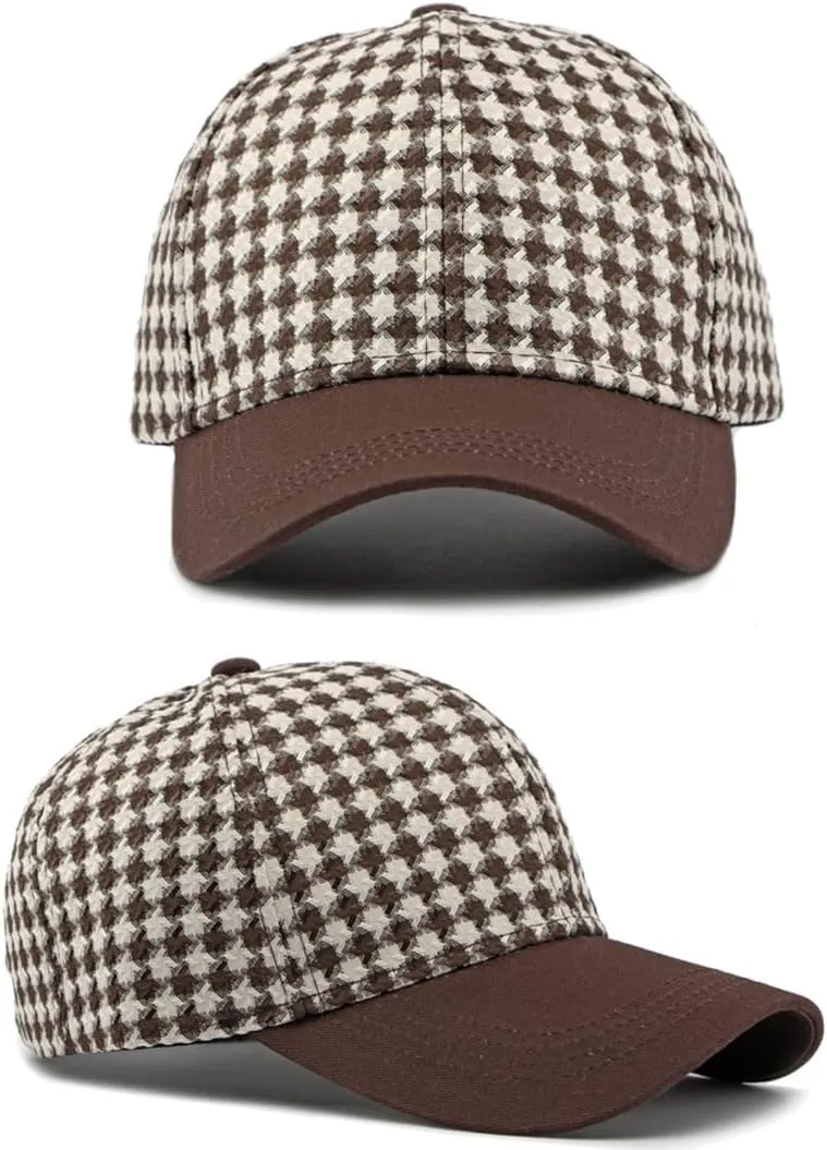 Unisex Fall Winter Plaid Print Baseball Caps Adjustable Checked Print Dad Hat Trucker Hats for Men Women Outdoor